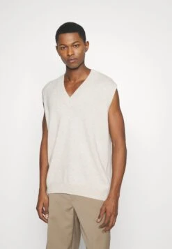 MAN V NECK VEST - Sweter - Light Beige