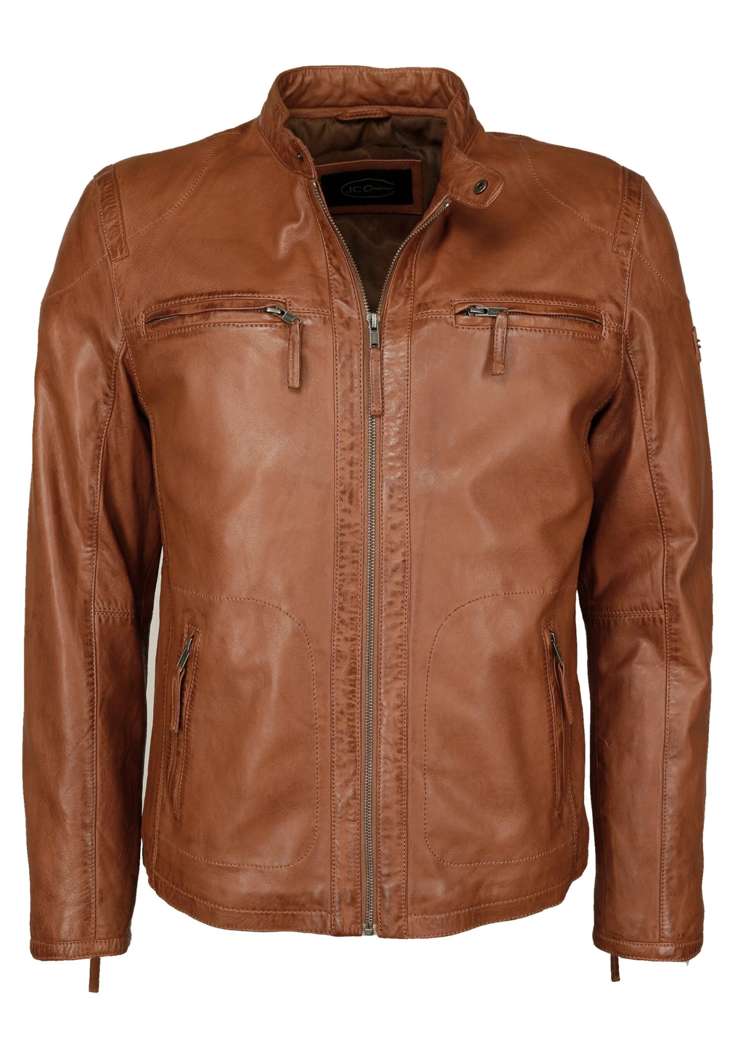 MIT ZWEI BRUSTTASCHEN MACADAM - Kurtka Skórzana - Dark Cognac